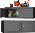Metal Garage Storage Cabinet Wall Mount - Slim Lockable 13ft H