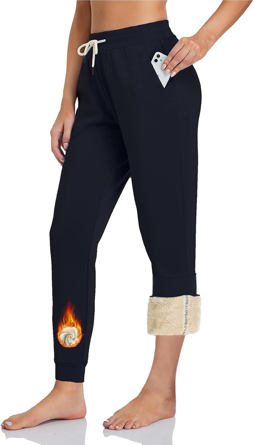 Inno Women's Sherpa Polar Fleece Lined Jogger Pants for Winter