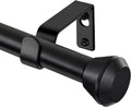 Black Curtain Rod 16 to 30 in - Heavy Duty Single Drapery Rod