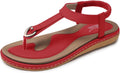 Womens T-Strap Flat Sandals for Summer - Dressy Comfort