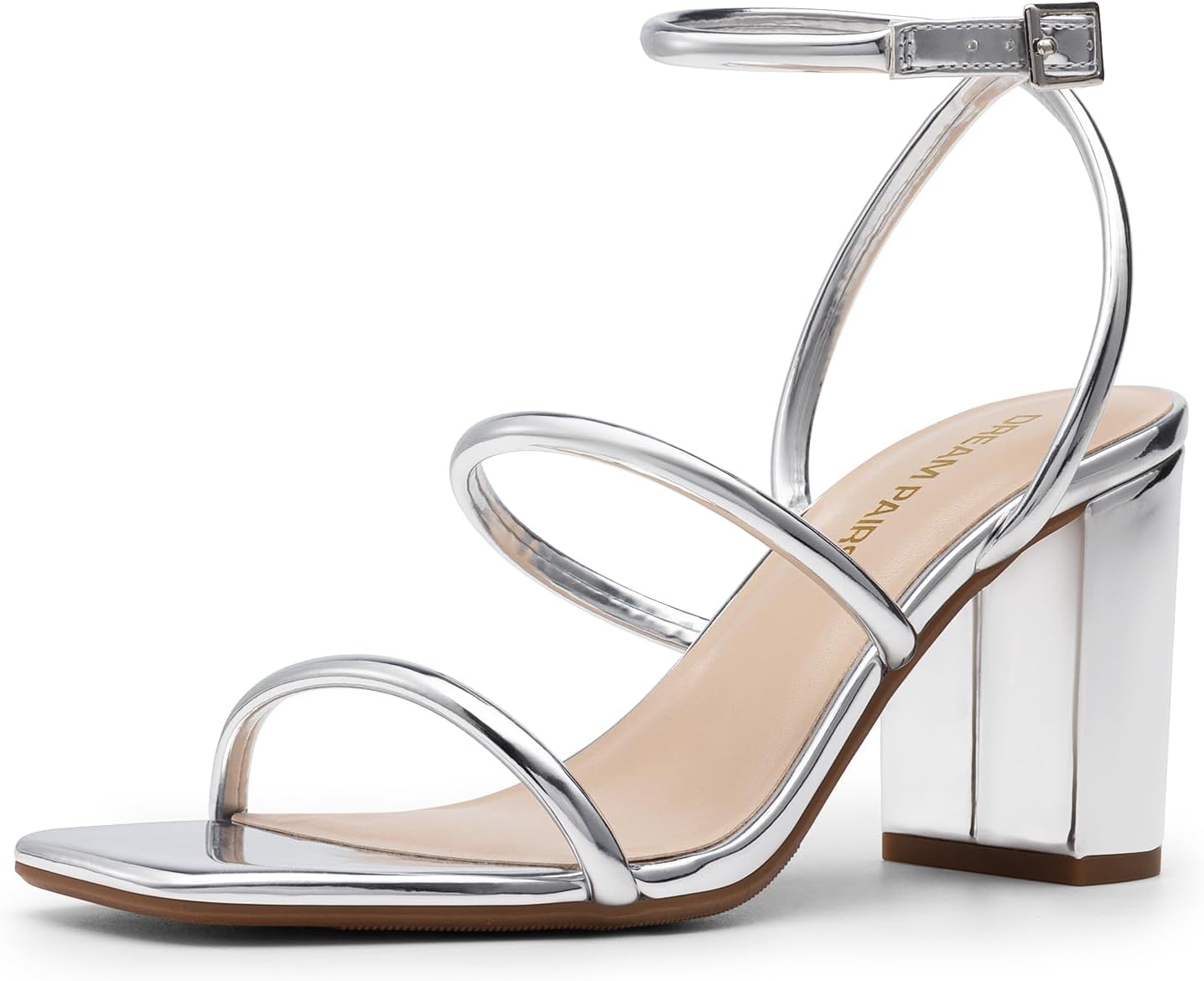 DREAM PAIRS Women Heels Chunky Square Open Toe Strappy Sandals