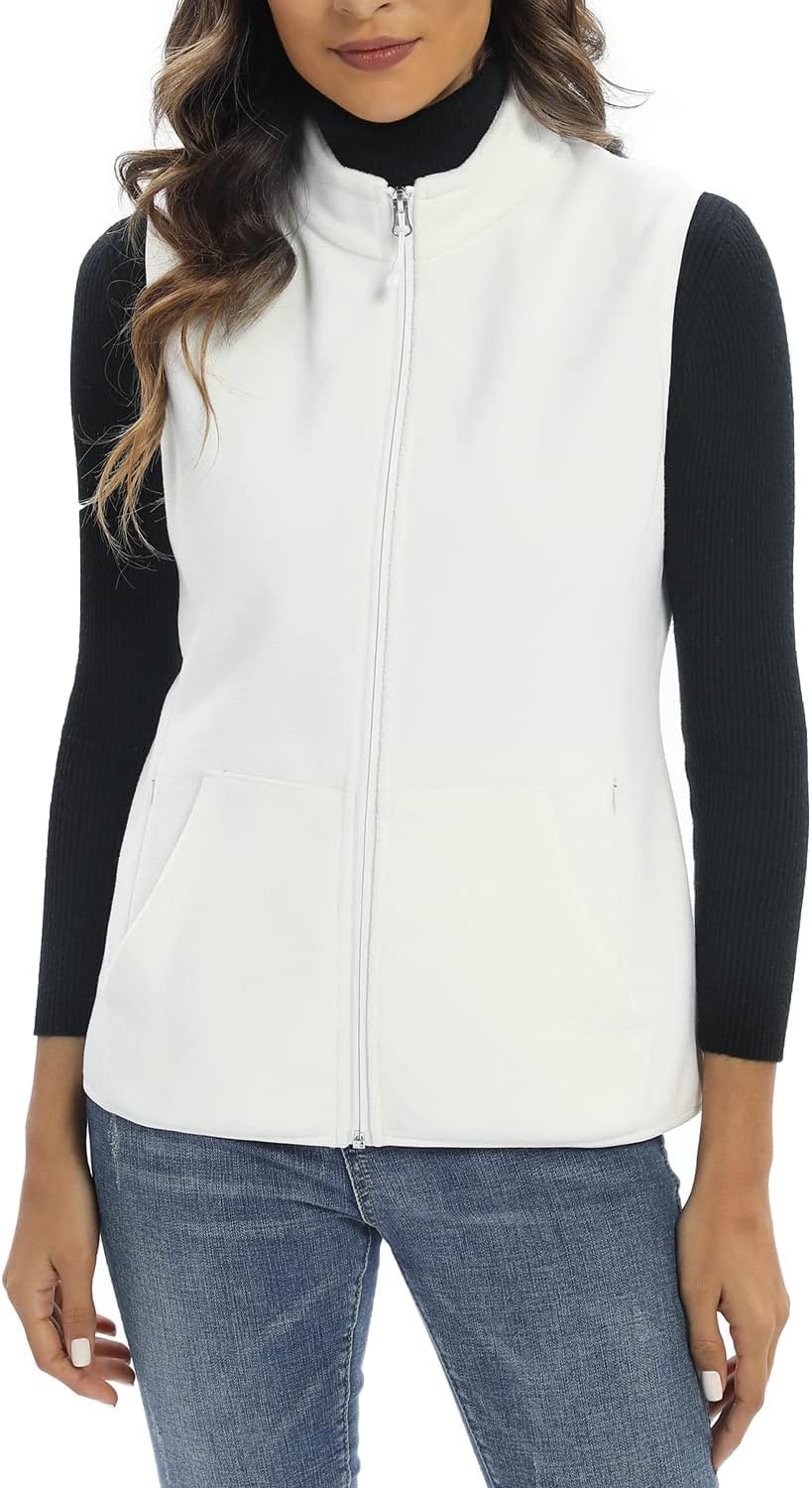 Xeoxarel Women's Fleece Vest with 6 Pockets for Comfort