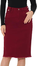 Allegra K Women's High Waist Midi Denim Skirt - Back Slit Style