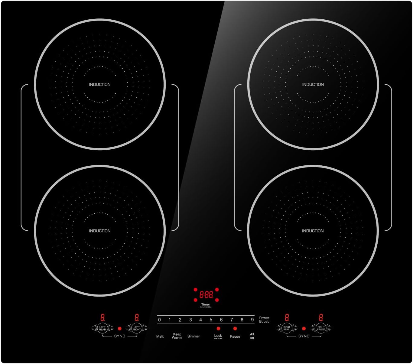 24 Inch Induction Cooktop with 4 Burners and Smart Features