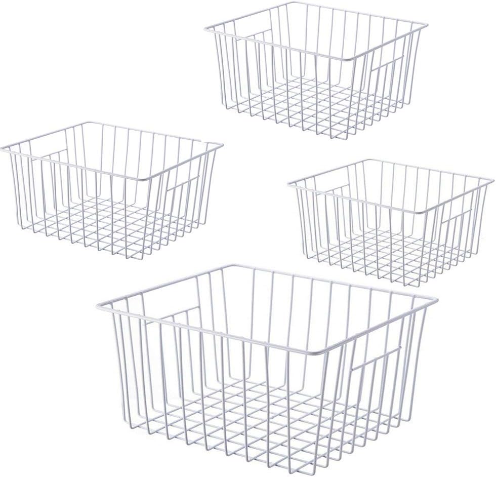Freezer Wire Baskets for Kitchen Storage - Set of 4 Bins