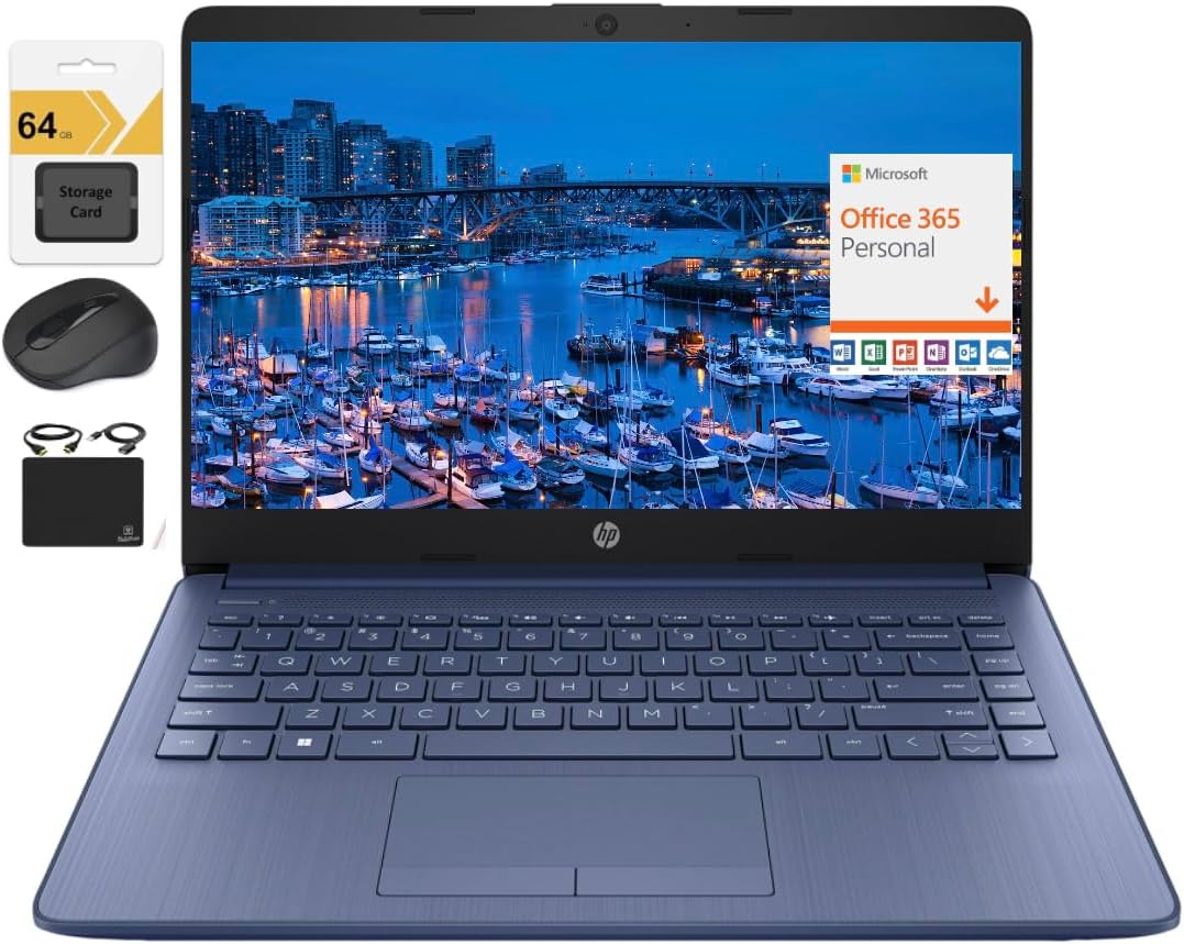 HP 14 HD Ultra Light Thin Laptop with Quad-Core Intel Celeron