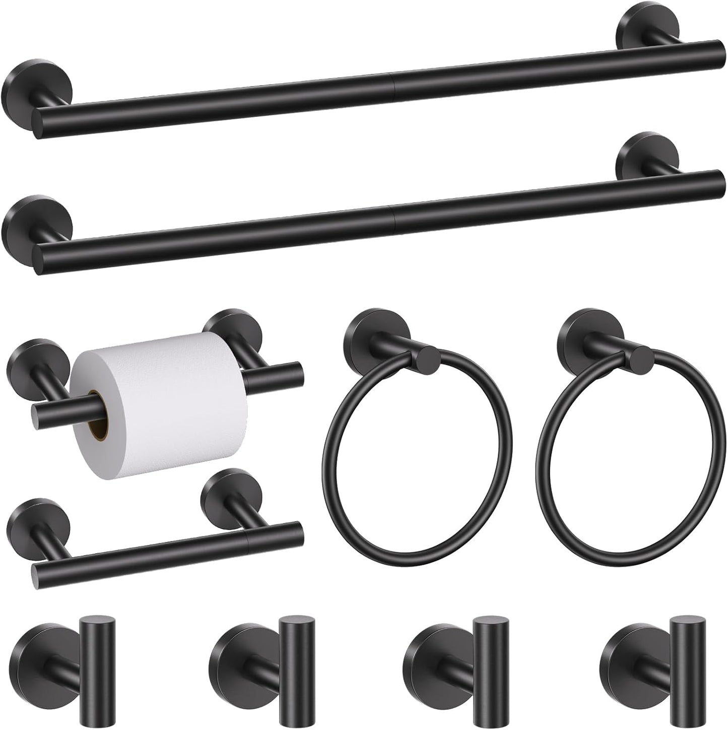10 Pieces Matte Black Towel Bar Set for Stylish Bathrooms