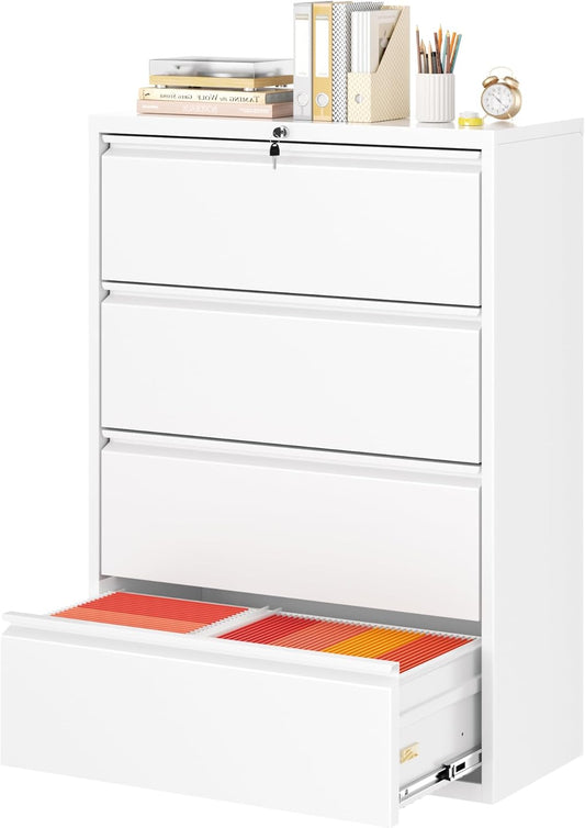 Greenvelly 4 Drawer Lateral File Cabinet with Lock for Home Office