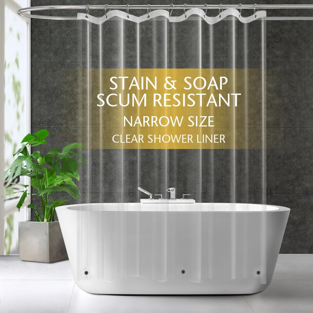60x72 Thin Clear Shower Liner with Rustproof Grommets