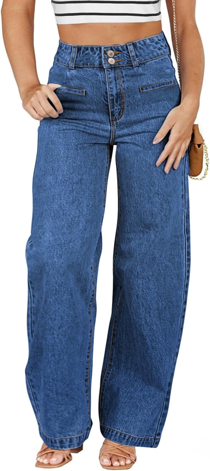 Eytino Women's Plus Size Jeans High Waisted Straight Leg Style