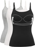 Womens Tank Tops 1/2/3 Pack Adjustable Strap Camisole - Built-in Bra