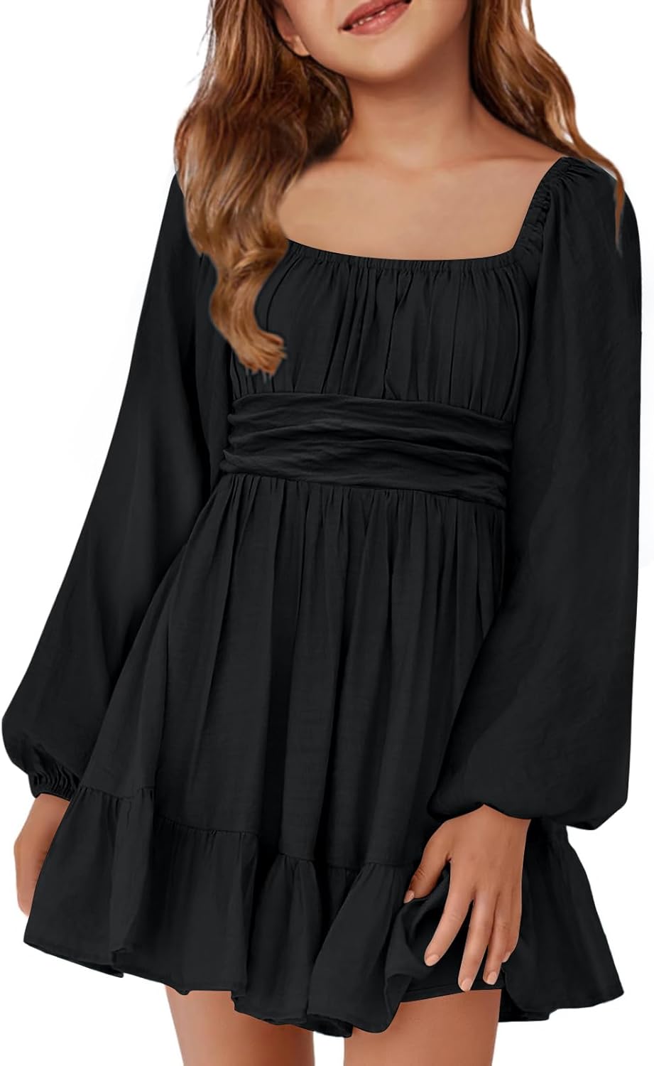 Batermoon Girls Long Sleeve Tie Back Dress for Fall Fashion