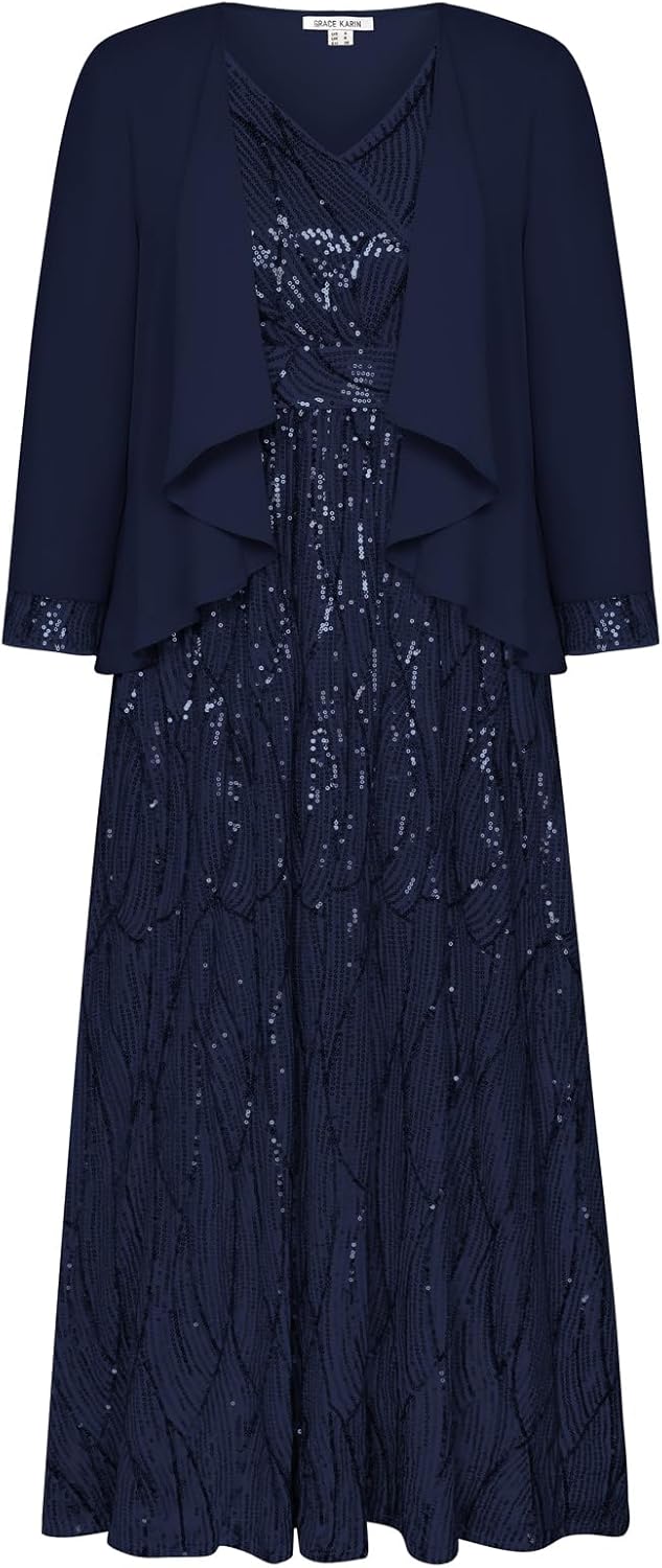 Stunning Two Piece Sequin Dress with Jacket for Special Events
