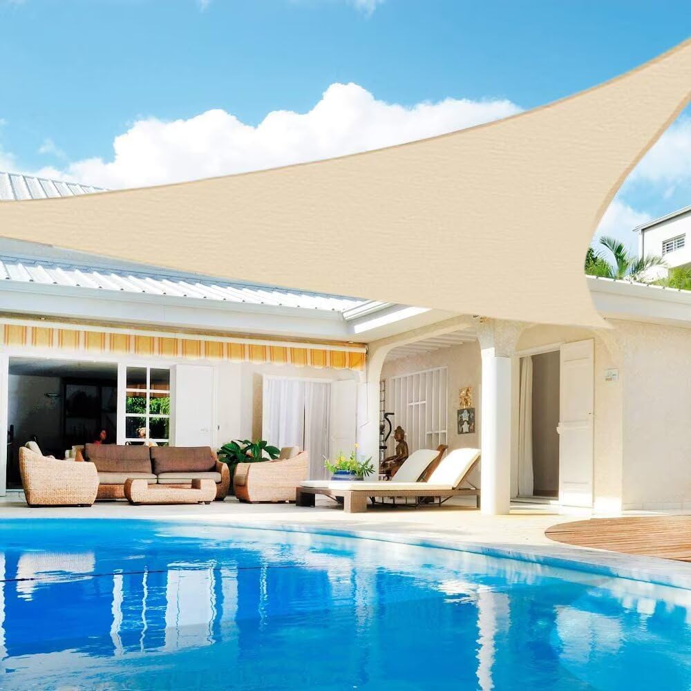 Sun Shade Sail 6ftx6ftx6ft Ivory Triangle Canopy for Outdoor Use