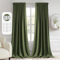 MIULEE Olive Green Back Tab Blackout Curtains 102 in - Light Blocking