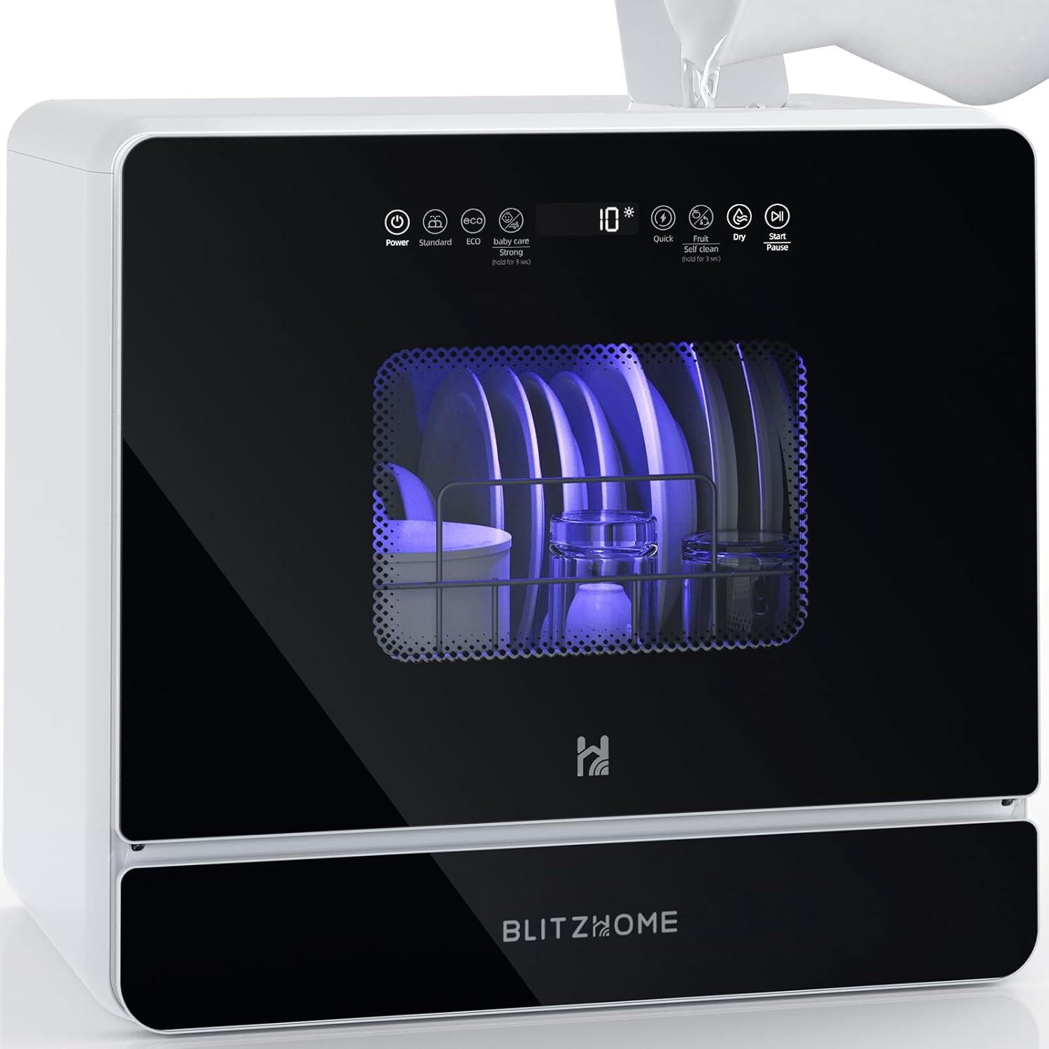 BLITZHOME Countertop Portable Dishwasher with 9 Wash Programs