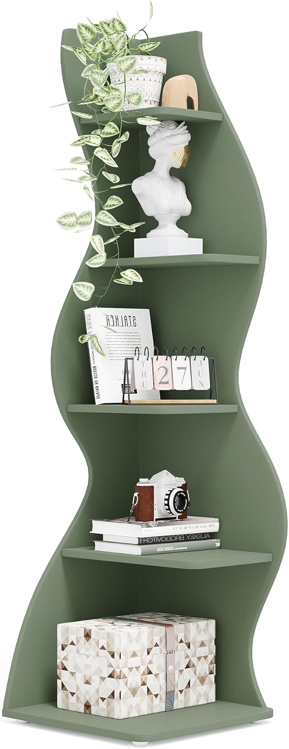 Tribesigns Corner Shelf - Modern 5-Tier Wall Bookshelf Design