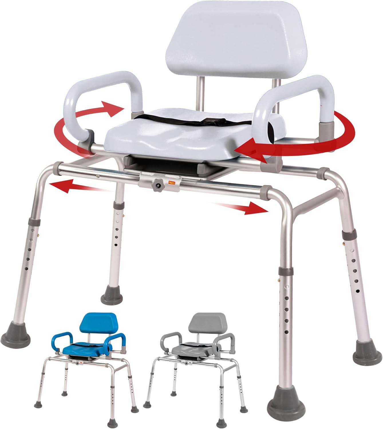 Carousel Sliding Shower Chair Transfer Bench with Swivel Seat