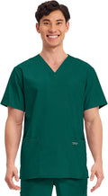 Men's V-Neck Scrub Top Traditional Fit with 4 Pockets - Durable Shirts