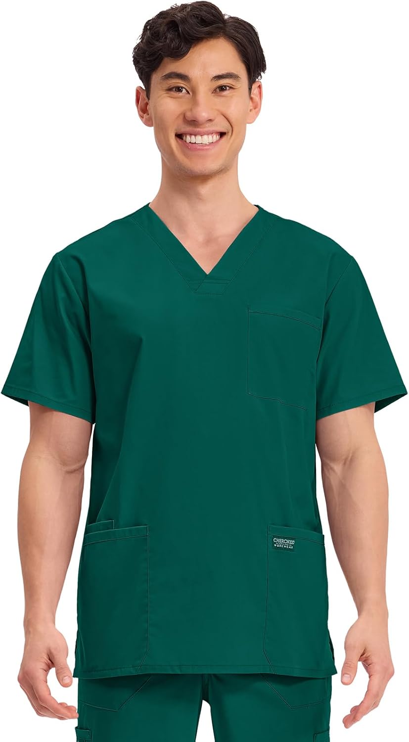 Cherokee Men's V-Neck Top with 4 Pockets for Comfort