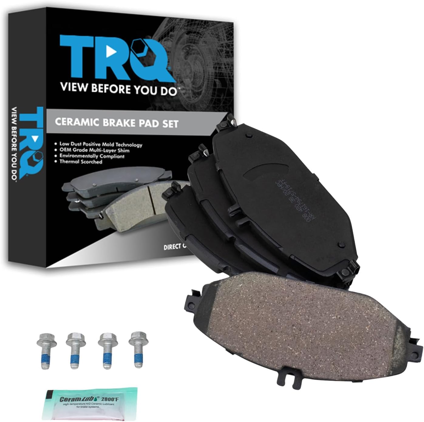 TRQ Front Brake Pads Ceramic for 2015-2020 Mercedes-Benz C300