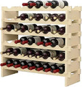 soges Wine Rack 48 Bottle Stackable Wood Display - Space Saving