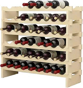 soges Wine Rack 48 Bottle Stackable Wood Display Stand