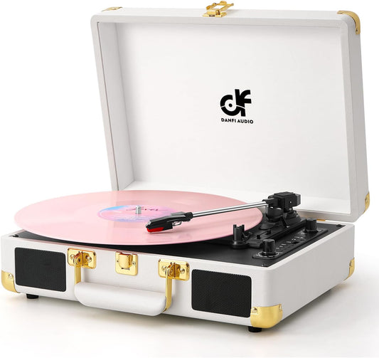 Vintage 3-Speed Portable Bluetooth Record Player with Speakers