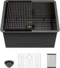 23 in Black Laundry Sink Stainless Steel Undermount - Deep Utility