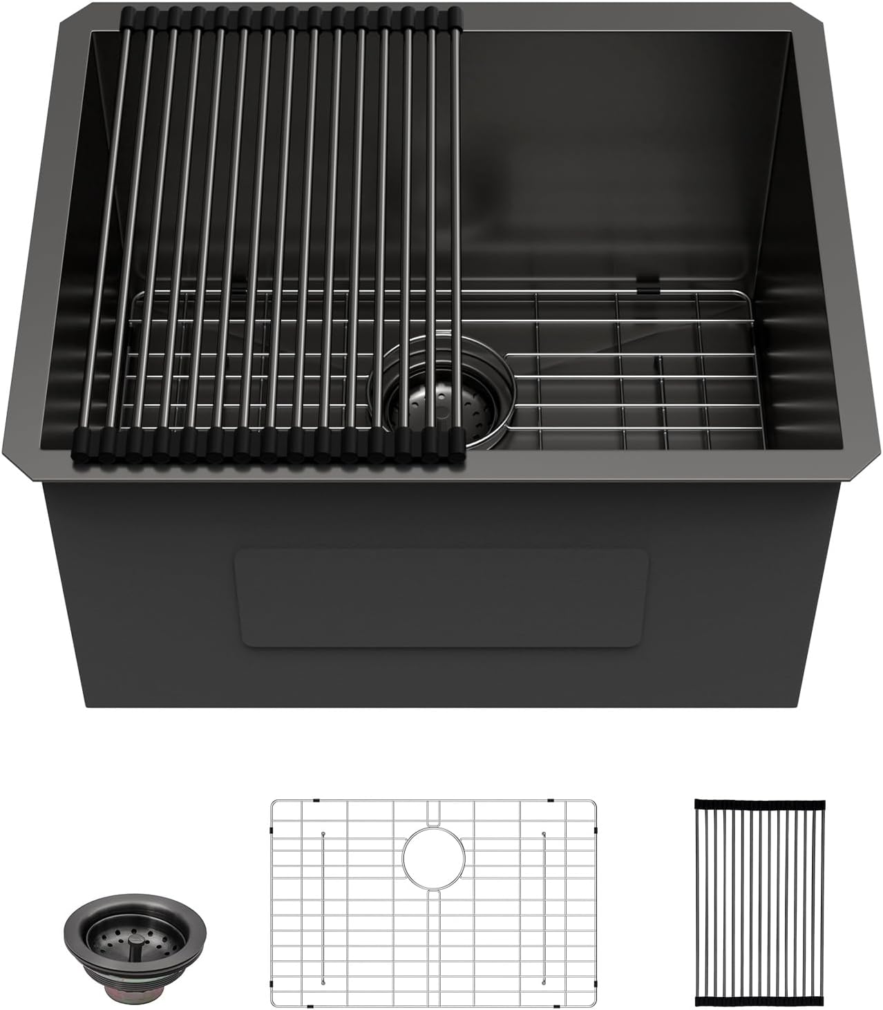 Lordear 23 Black Laundry Sink - Heavy Duty Stainless Steel Utility