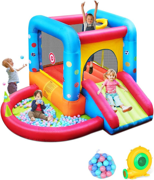 Step4Fun Inflatable Bounce House for Kids with Slide and Pool