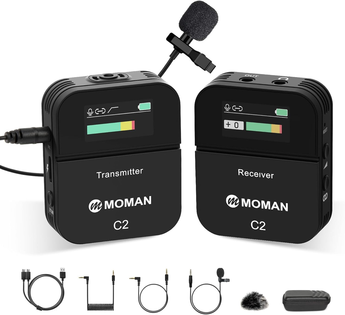 Moman C2 Wireless Lavalier Microphone for DSLR and Streaming