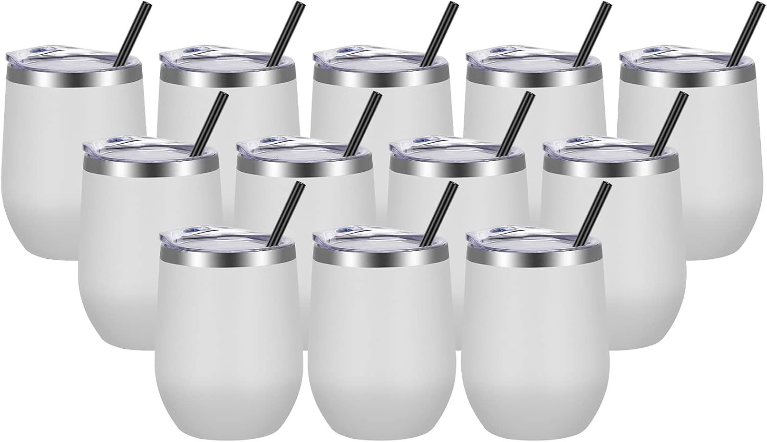 VEGOND Wine Tumblers Bulk 12 Pack for Stylish Drink Enjoyment