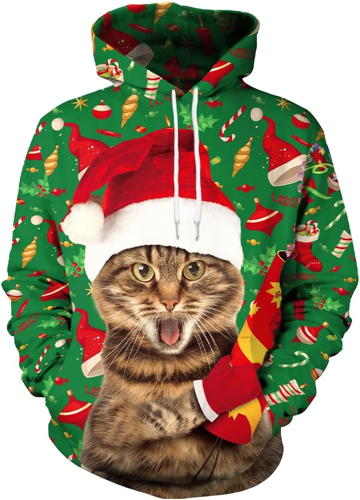 Funny Christmas Hoodies for Men - 3D Printed Pullover Style
