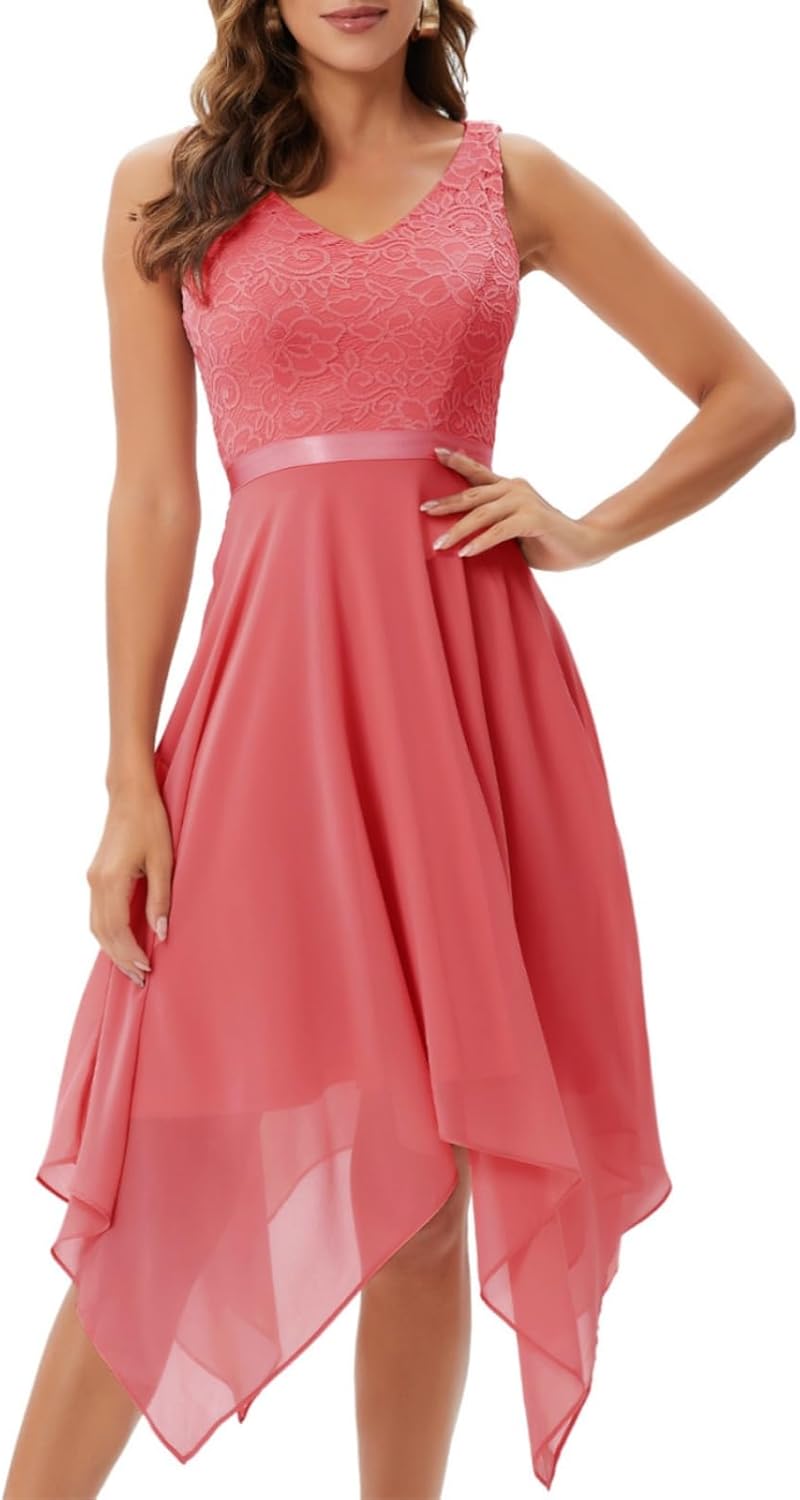Elegant Lace Cocktail Party Dress for Weddings and Events