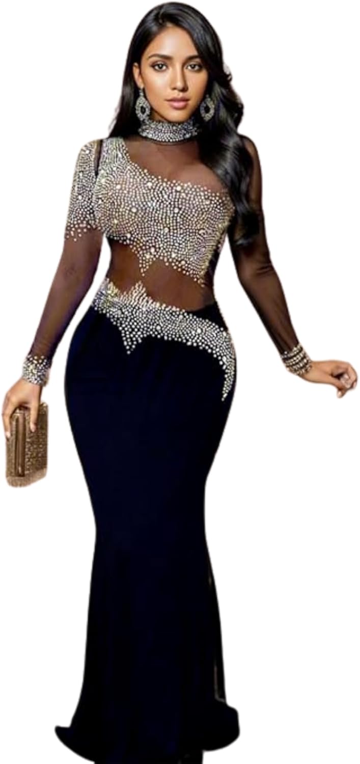 Nagfar Women Rhinestone Dress for Party and Night Out Events