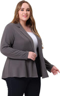 Agnes Orinda Women's Plus Size Notch Peplum Blazer - Flattering Fit