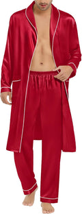 SWOMOG Men's Silk Kimono Robe and Shorts Set for Ultimate Comfort