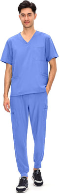 COZYFIT Scrubs for Men 4 Pockets V-Neck Top and 7 Pockets (Style WLLB)