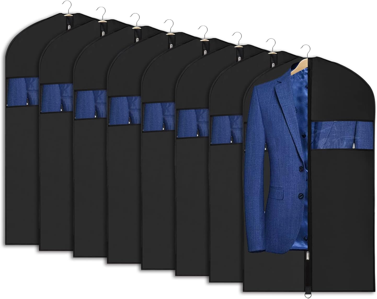 Univivi 8 Pack Suit Bags 43in Waterproof Garment Covers for Clothes