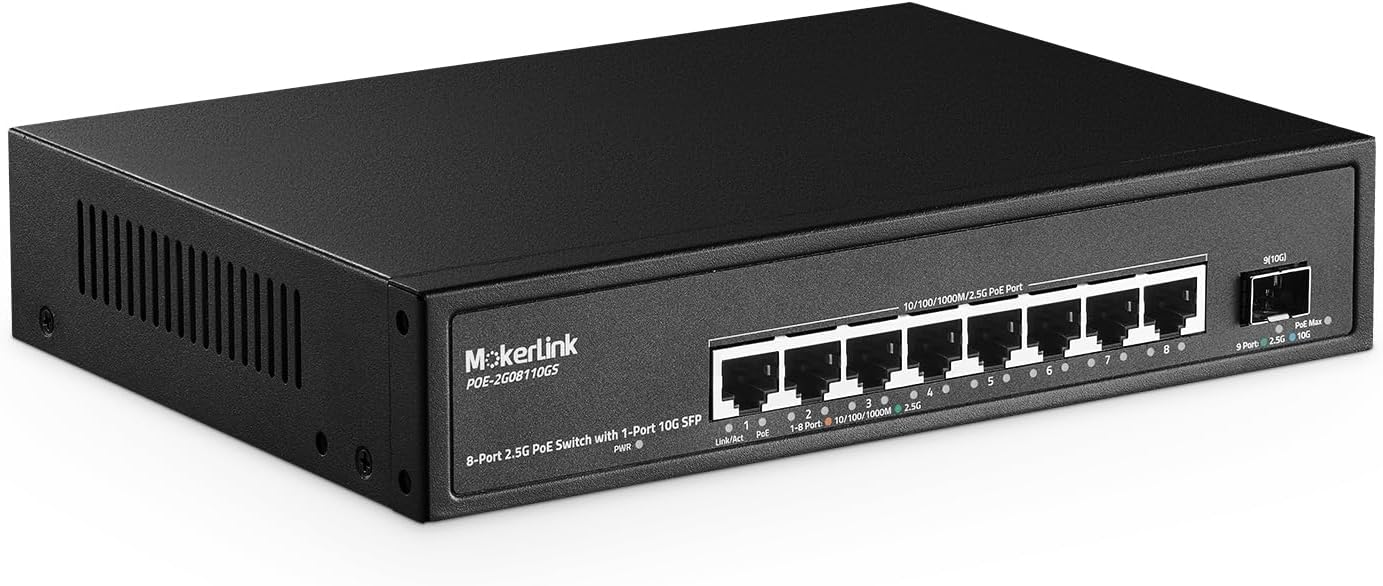 MokerLink 8 Port 2.5 Gigabit PoE Switch for Fast Networking