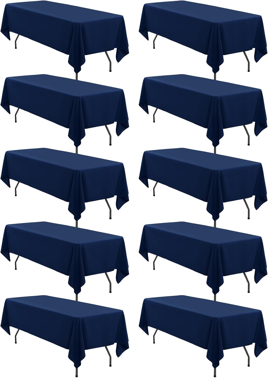 10 Pack Navy Blue Tablecloths for 6 Feet Rectangle Tables