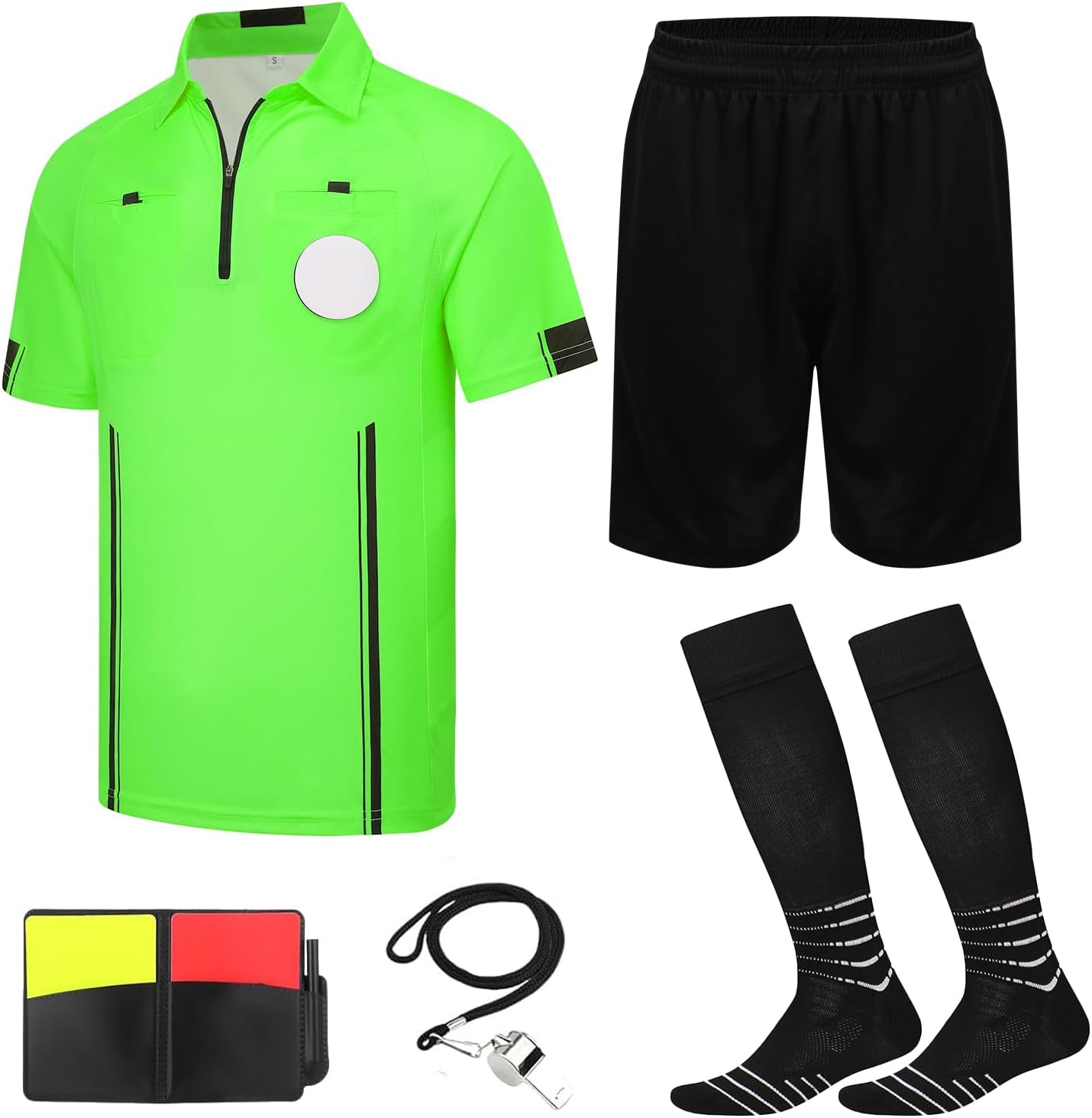 VKT Soccer Referee Kit with Shirt, Shorts, Socks, and Whistle