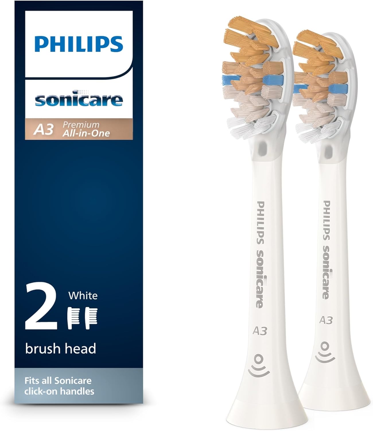 Philips Sonicare A3 Premium Replacement Toothbrush Heads, 2 Pack