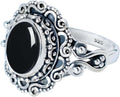 925 Sterling Silver Oval Onyx Statement Ring - Elegant Bohemian Style