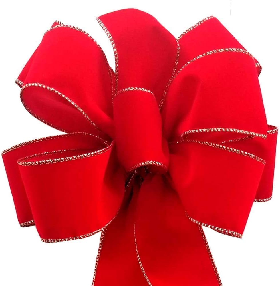 12-Pack Red Velvet Christmas Wreath Bows for Festive Decor