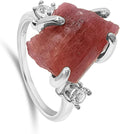Raw Crystal Birthstone Ring for Women - Solid Sterling Silver Gold