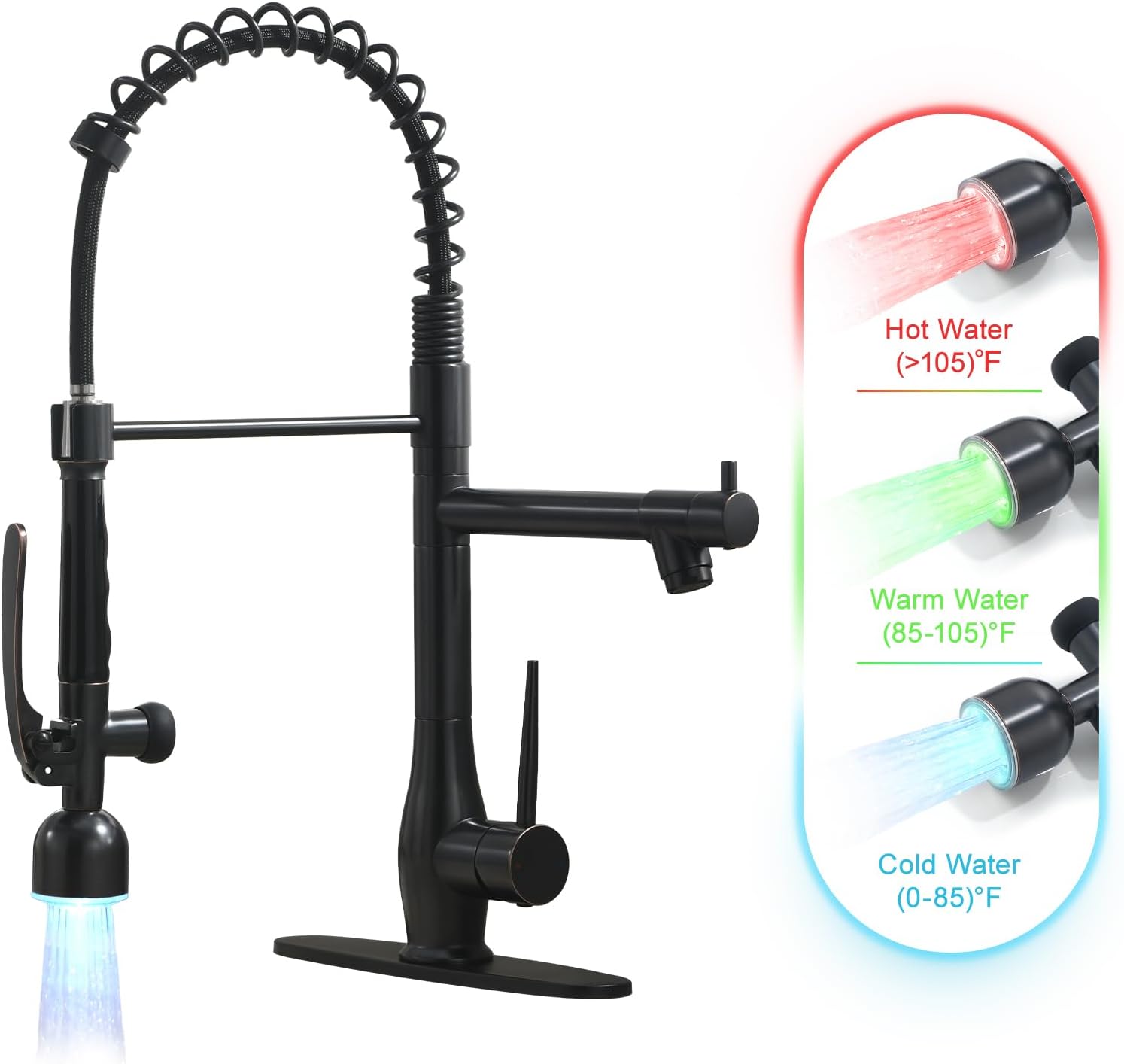 GIMILI Oil Rubbed Bronze Kitchen Faucet with LED Pull Down Sprayer