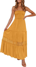 ZESICA Elegant Maxi Dress for Women with Bohemian Strapless Style