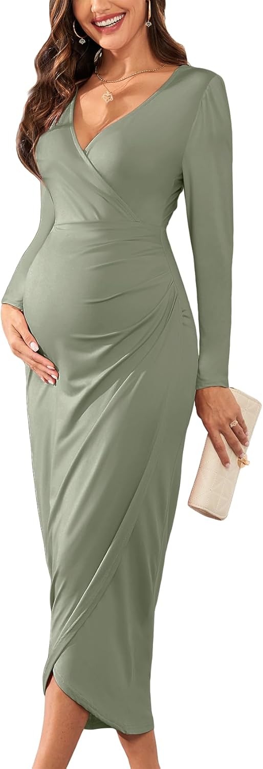 2025 Womens Maternity Wrap Dress for Baby Shower and Parties